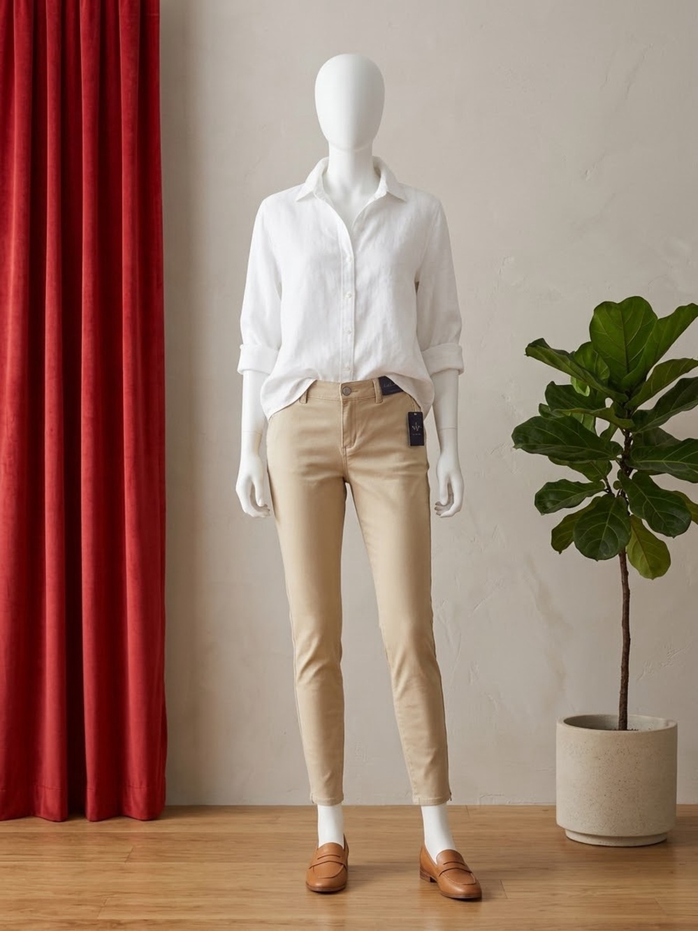NYDJ Cropped Ankle Jeans in Light Khaki